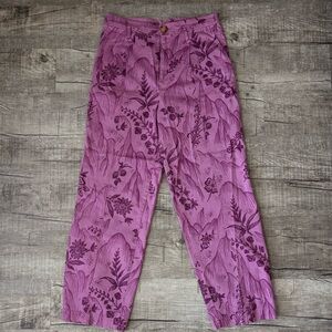 Anthropologie Magenta Floral Trousers